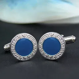 Kavove Men Treasure Blue & Silver Metal Cufflink-picture-30