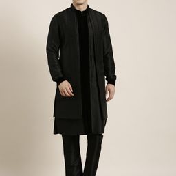 TheEthnic.Co Woven Design Longline Nehru Jackets-1