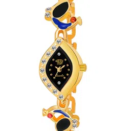 SWADESI STUFF Girls Gold-Toned & Black Analogue Watch SDS 85-image-20