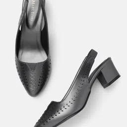 Marc Loire Textured Block Pumps with Laser Cuts-44