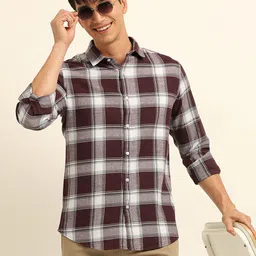 Bushirt Men Classic Opaque Checked Casual Shirt-picture-23