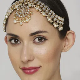 OOMPH Kundan Studded Sheeshphool Head Jewellery-16