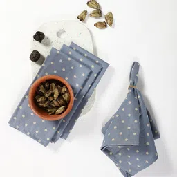 Contrast Living Set Of 4 Blue & Beige Printed Table Napkins-image-22