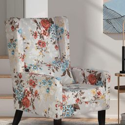GLOBALLY INDIAN Grey & Blue Printed Wooden Lounge Chair-0