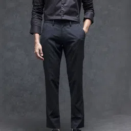 RARE RABBIT Men Seth Mid-Rise Slim Fit Flat-Front Plain Trouser-image-20