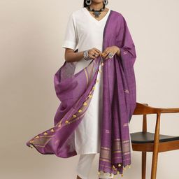 Taavi Pure Cotton Buti Handloom Dupatta-34