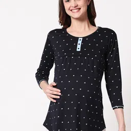 Zeyo Women Black Printed Maternity & Feeding Top-picture-37