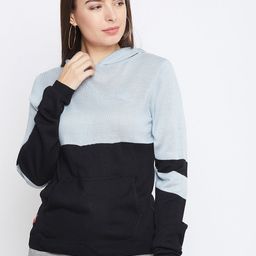 JUMP USA Women Blue & Black Colourblocked Pullover Sweater-image-37