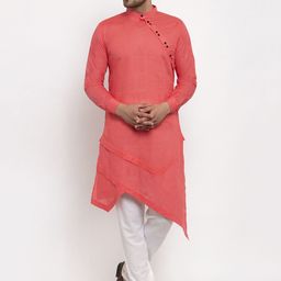 KLOTTHE Men Red Solid Kurta with Churidar Pyjamas-51
