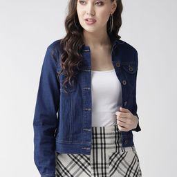 Style Quotient Women Navy Blue Solid Denim Jacket-image-22