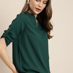 her by invictus Green Top With Roll-Up Sleeves-picture-7