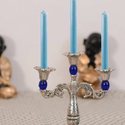 eCraftIndia Silver-Toned & Royal Blue Crystal Metal Handcrafted Candle Stand-image-46