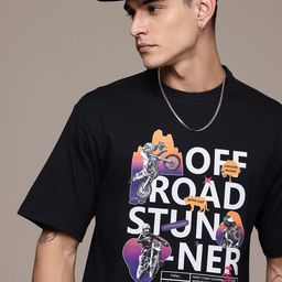 The Roadster Life Co. Typography Printed Drop-Shoulder Sleeves Relaxed Fit T-shirt-image-12