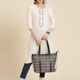 Anouk Geometric Printed Structured Tote Bag image 4