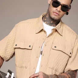 The Roadster Life Co. Self-Design Textured Drop-Shoulder Sleeves Relaxed Fit Casual Shirt-image-52