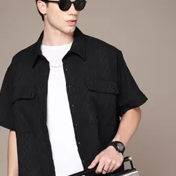 The Roadster Life Co. Self-Design Textured Drop-Shoulder Sleeves Relaxed Fit Casual Shirt-image-57