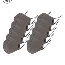 FLYING BERRY Unisex Pack Of 10 Grey Solid 3-Ply Anti-Dust Cotton Face Masks-image-86
