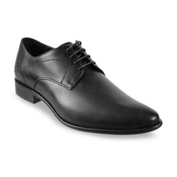 J.FONTINI Men Black Solid Leather Derbys-image-4
