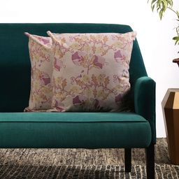 Contrast Living Set Of 2 Grey & Brown Printed Square Cushion Covers-6