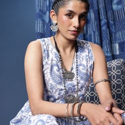 Taavi Paisley Block Printed Pure Cotton Fit & Flare Midi Dress-picture-10