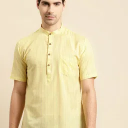 RAJUBHAI HARGOVINDAS Men Yellow Striped Kurta-image-28