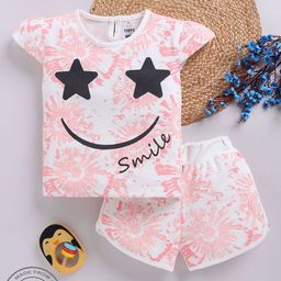 YK X Tinyo Infant Girls Conversational Print Pure Cotton Top with Shorts-image-75