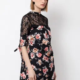 DODO & MOA Women Black Printed Fit and Flare Dress-36