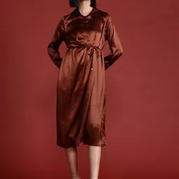 All About You Formals Satin Shirt Midi Dress-image-80