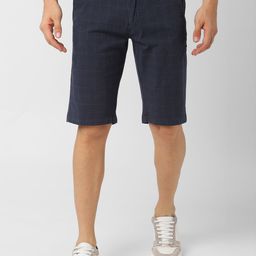 Peter England Casuals Men Navy Blue Checked Regular Fit Shorts-picture-16