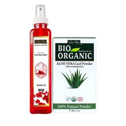 Indus Valley Bio Organic Aloe Vera Powder & Ayurveda Facial Toner Fresh Rose Water-2