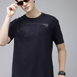 SPYKAR Brand Logo Printed Drop-Shoulder Sleeves Oversized T-shirt-image-47