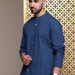 House of Pataudi Solid Pure Cotton Straight Jashn Kurta-image-24
