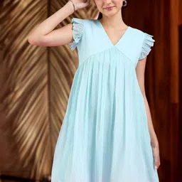 DressBerry Women V-Neck Flutter Sleeve Empire Dress-image-30