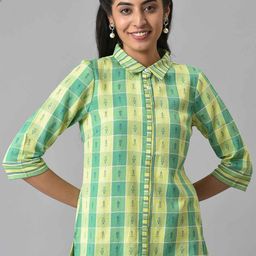 AURELIA Ethnic Motifs Printed Shirt Collar Kurti-image-23