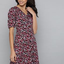 Mast & Harbour Women Black Printed A-Line Dress-image-68
