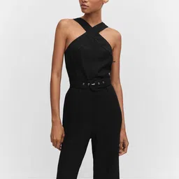 MANGO Halter Neck Waist Tie-Up Basic Jumpsuit-picture-31