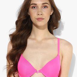 Pink Solid Lightly Padded Basic Bra-17