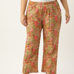 theRebelinme Women Green Floral Printed Relaxed Loose Fit High-Rise Trousers-image-22