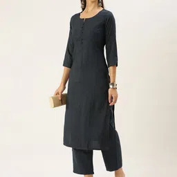 Saanjh Women Pure Cotton Kurta with Trousers-picture-2