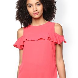 Harpa Coral Pink Cold Shoulder Top-image-63
