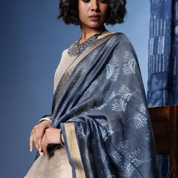 Taavi Floral Printed Chanderi Dupatta with Zari-8
