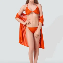 Romaisa Women Orange Short Sleeve Solid Nightdress-picture-29
