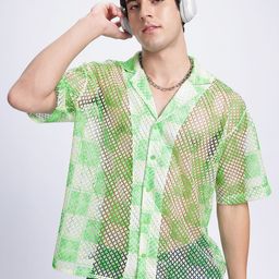 glitchez Vacation Vibes Self-Design Sheer Relaxed Shirt-image-69