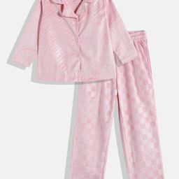 KOKOMO Girls Velvet Finish Shirt with Pyjamas-image-8
