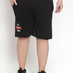 plusS Men Black Solid Regular Fit Regular Shorts-image-44