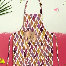 ArtzFolio Purple & White Printed Pure Cotton Apron-image-24