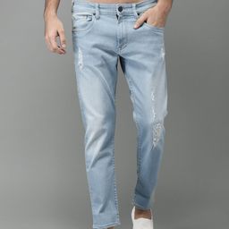 HERE&NOW Men Blue Slim Fit Mid-Rise Mildly Distressed Stretchable Cropped Jeans-picture-29