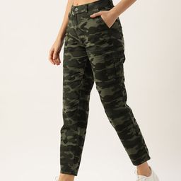 IVOC Women Camouflage Printed Slim Fit Cotton Cargos Joggers-image-5