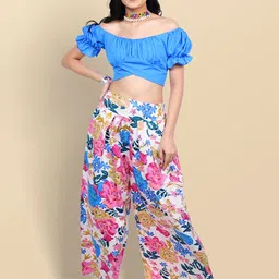 Boholyfe Square Neck Top With Floral Printed Palazzo-image-34