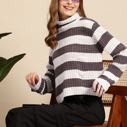 Mast & Harbour Pure Acrylic Ribbed Striped Pullover-picture-49